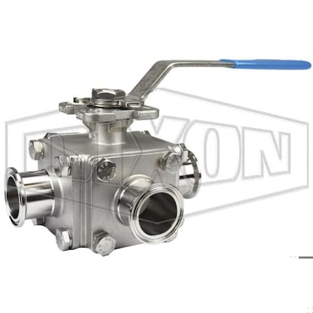 Dixon 3-Way Multi-Port Ball Valve, 1 in, Stainless Steel Body, L-Full Port BV3SVTF100C-A